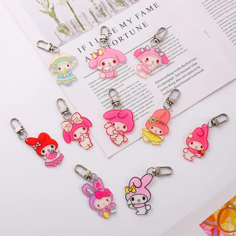 

My Melody Kawaii Anime Figure Sanrio Accessories Cartoon Cute My Melody Keychain Pendant Action Figure Model Decor Kids Toy Gift