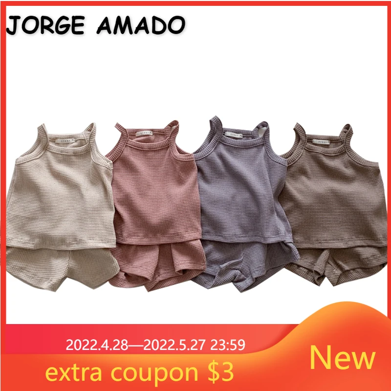 

Summer Clothes for Newborns Sets Square Collar Brown Apricot Red Purple Round Collar Vest+Shorts Baby Girl Boy Clothes E2880