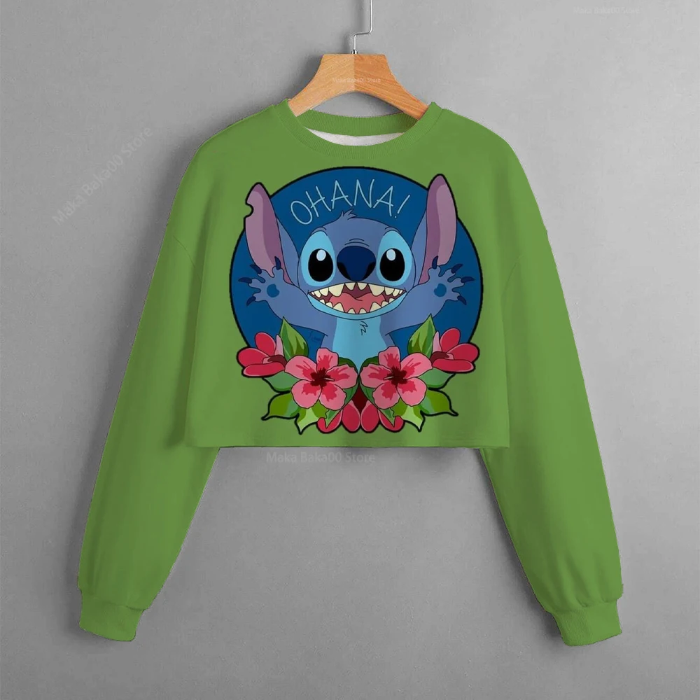 

New Autumn Kids Sweatshirt Disney Stitch Print Casual Sports Cropped Hooded Sweatshirt Kids Clothing