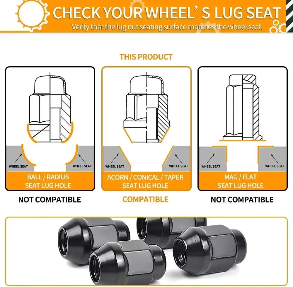 20 шт. гайки с проушинами M12x1 5 для Ford Fusion/12-18 Focus/01-19 Escape Aftermarket колеса черный