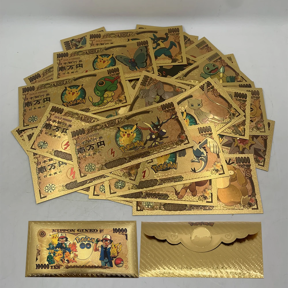 

10pcs/lot Shiny Anime cards in customized gold and silver foil envelopes for christmas birthday decoration and gifts