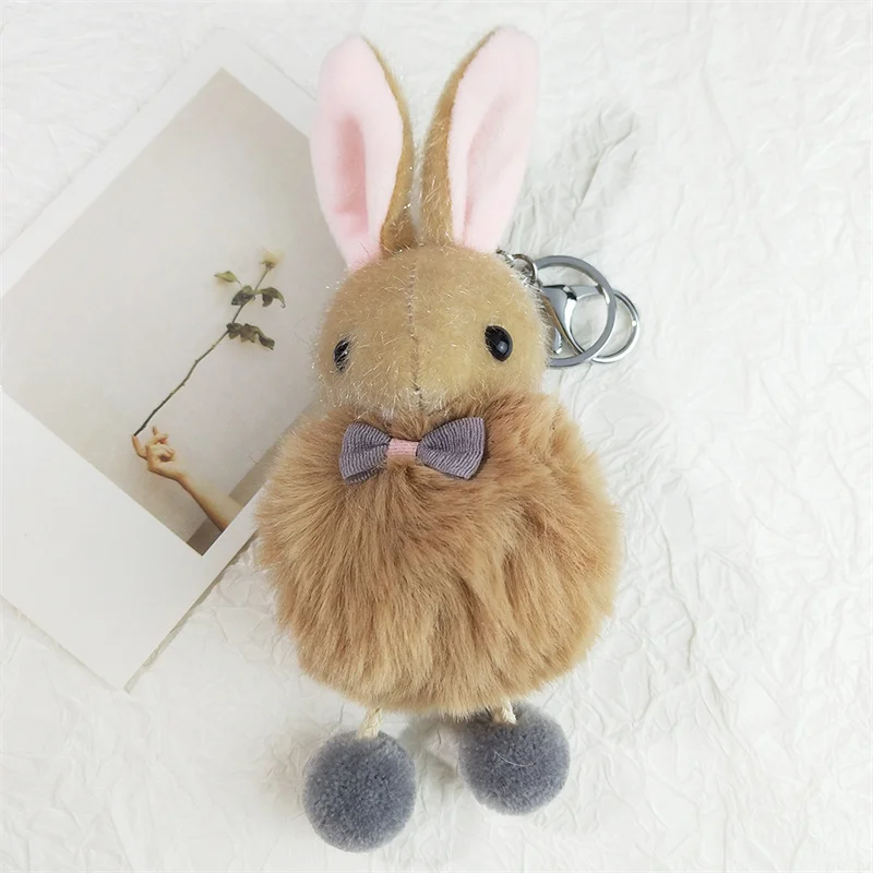 Милый брелок с длинными ушками кролика для женщин и девочек плюшевый шар