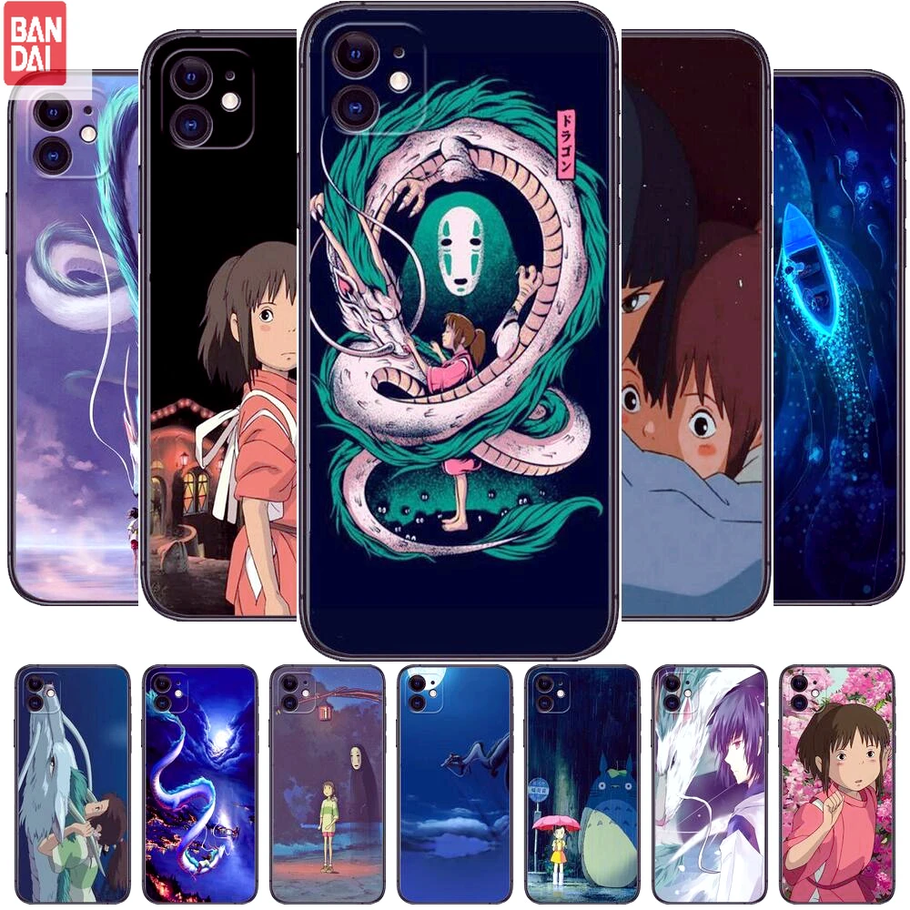 

Hot Spirited Away Black TPU Silicone Soft Phone Case For iphone 13 Pro Max case 12 11 Pro Max 8 PLUS 7PLUS 6S XR X XS 6 mini se