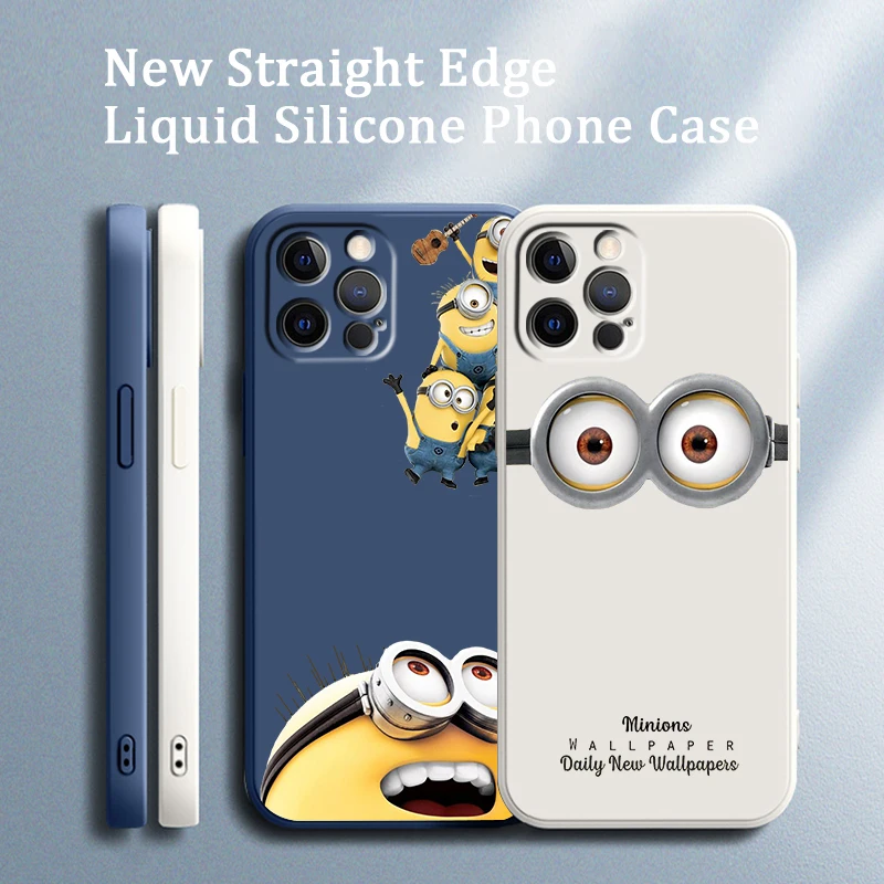 

Anime Movie Minions Cartoon Phone Case For Apple iPhone 14 13 12 Mini 11 XS Pro Max X XR 8 7 6 Plus SE Soft Liquid Rope Cover