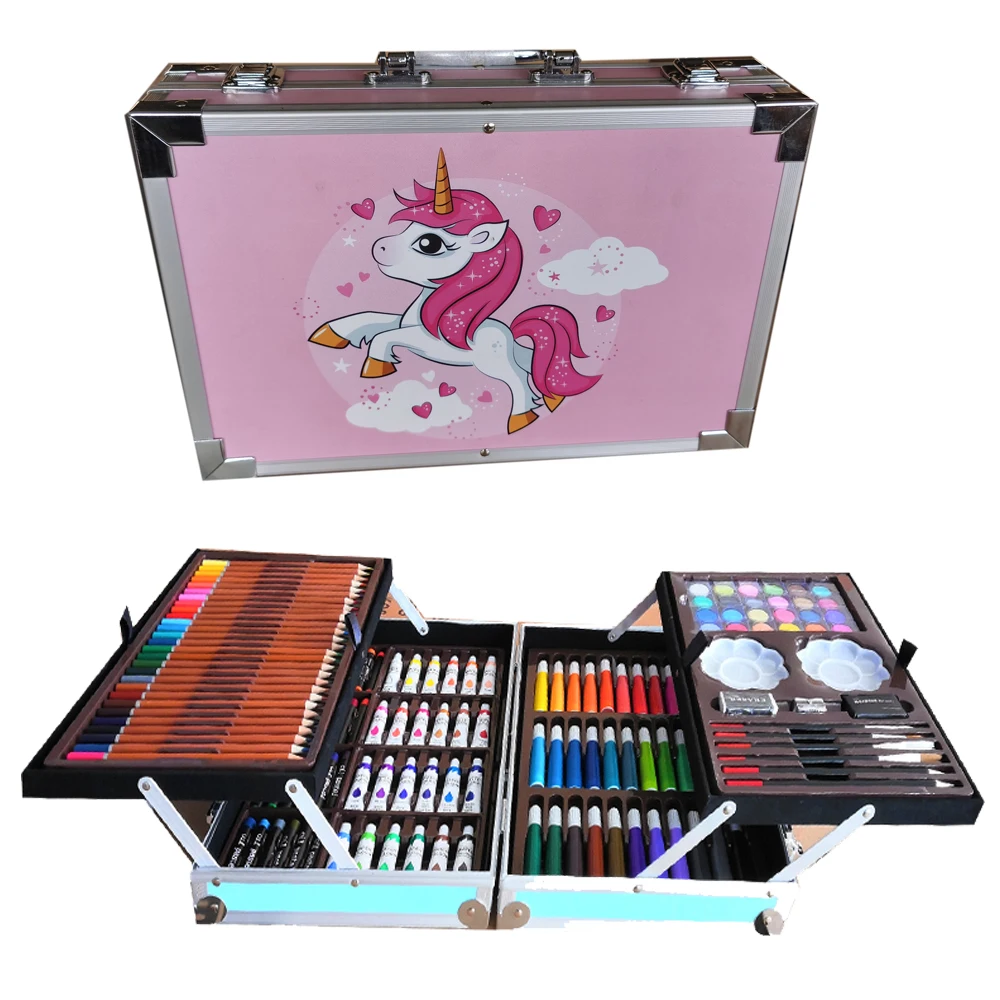 145 pieces hot sale children's double layer watercolor pen pigment painting professional painting tool set art supplies