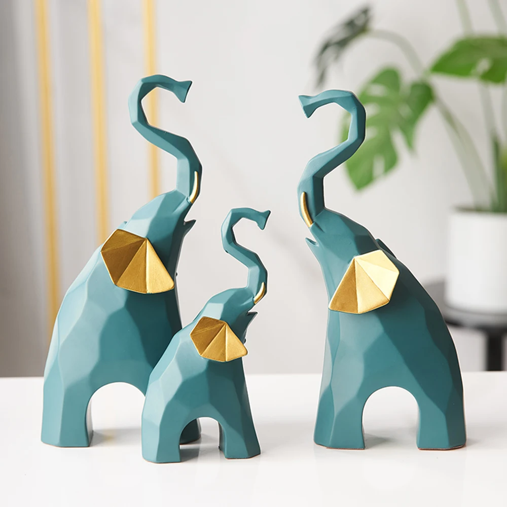 

Resin Elephant Statues Modern Home Decoration Accessories For Living Room Sculptures Decor Crafts Ornaments Office Desktop Decor