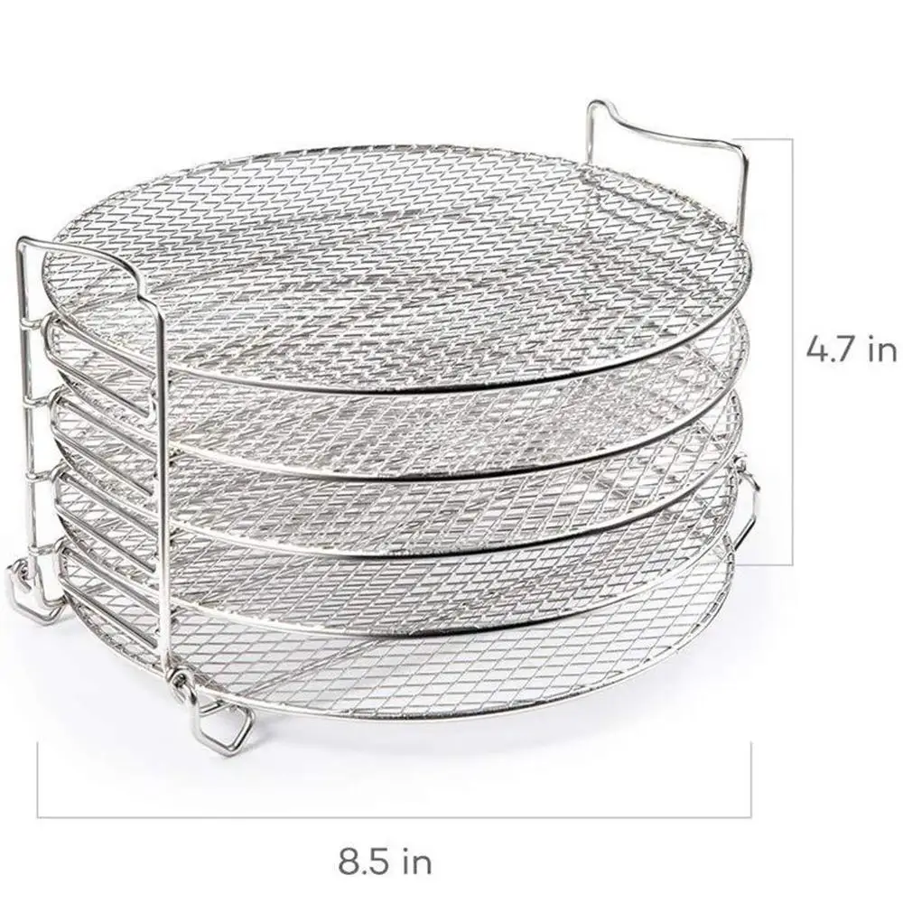 

Grill Stand Air Fryer with Five Stackable Layers Food Grade Stainless Steel Dehydrator Rack Accessories
