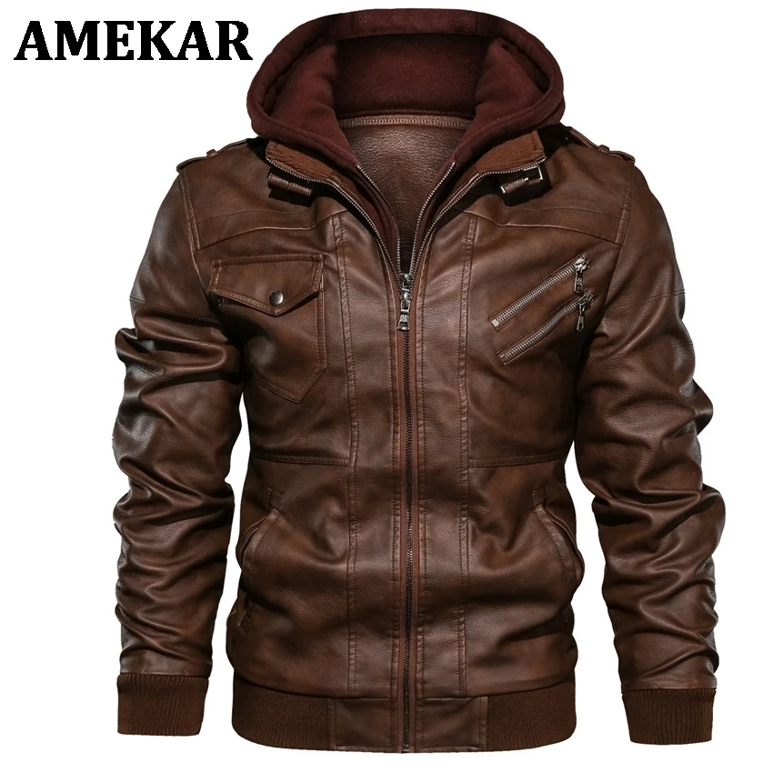 

Motorcycle PU Brand Jacket Biker Coats Leather Clothing EU Size New Men 's Jackets Autumn Casual