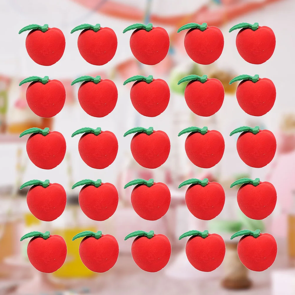 

50pcs Red Apple Eraser Creative Eraser Apple Shape Eraser Attractive Eraser