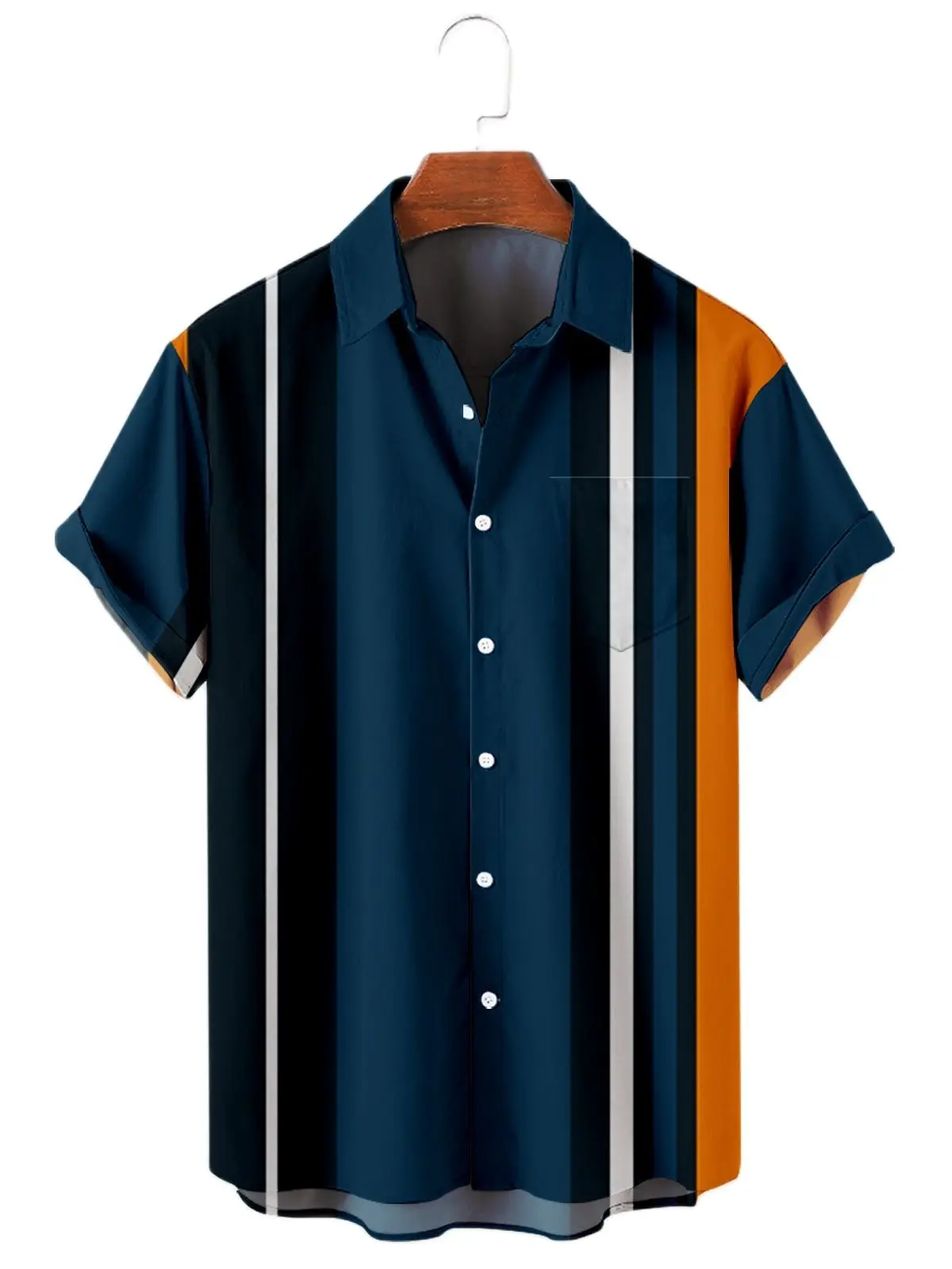 

2023 Hawaiian Men's Shirt Colourful Striped Camisa Short Sleeve Shirts for Men Casual Top Oversized Tee Shirt Men Clothing Style