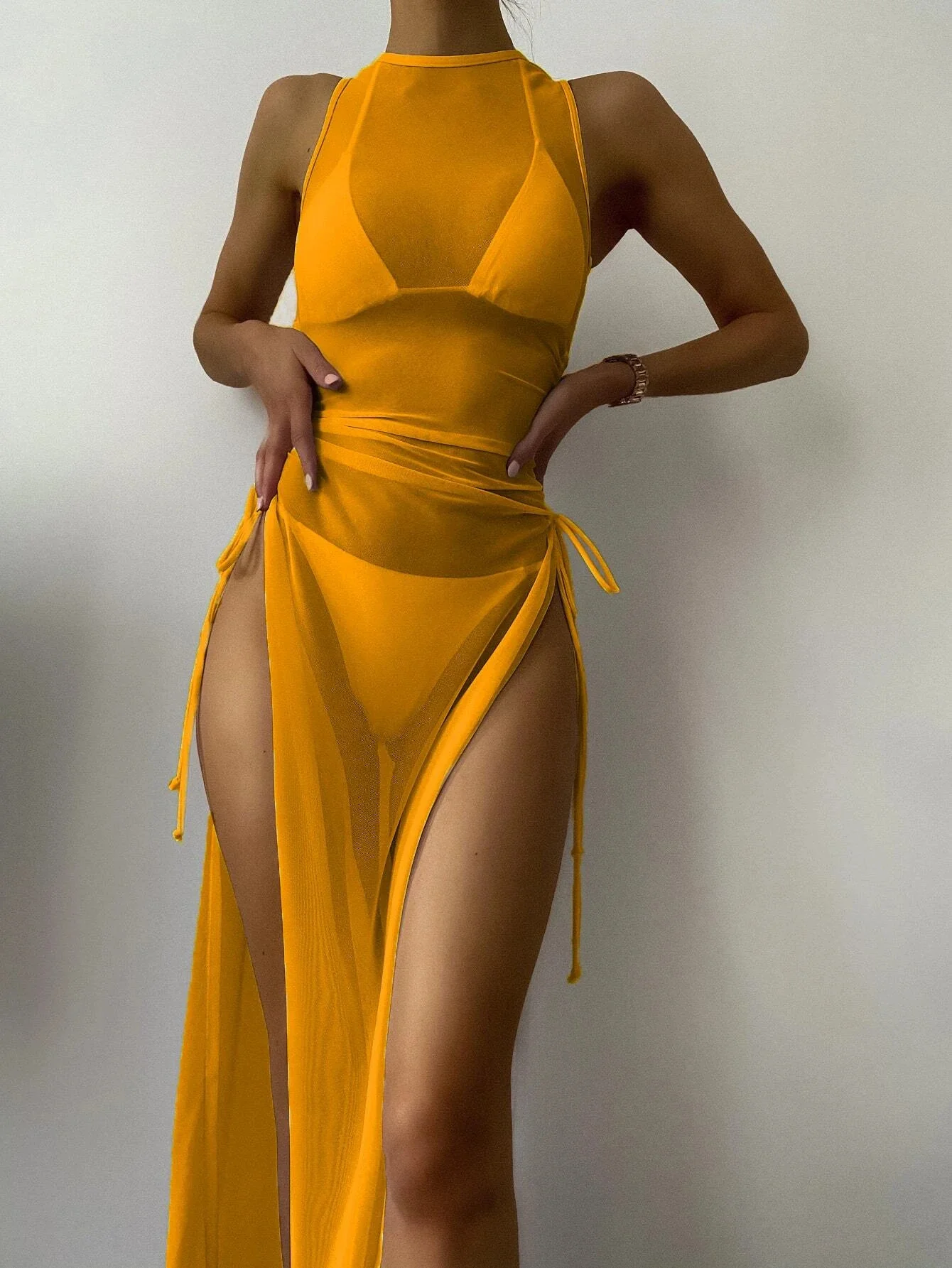 

3 шт., женские купальники с лямкой на шее