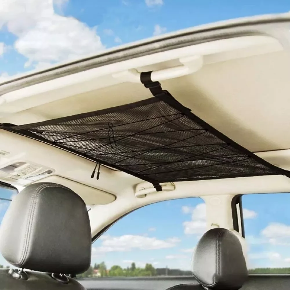 

Car Ceiling Roof Interior Cargo Zipper Net Universal Storage Bag Sundries Organizer Adjustable Mesh Pocket For Van SUV