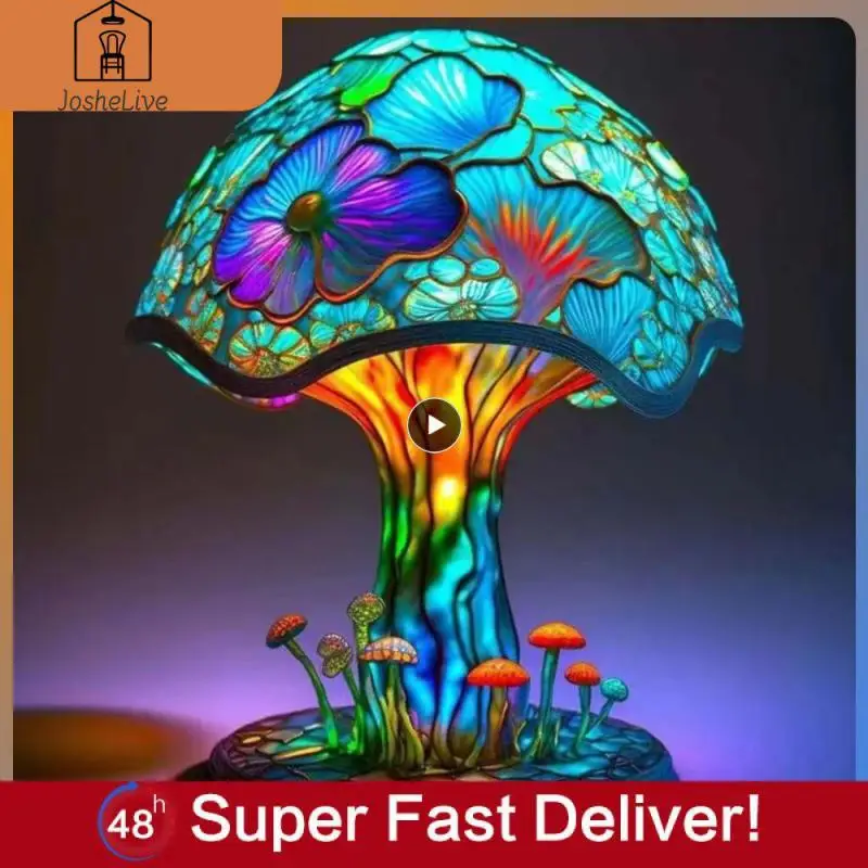 

15cm Retro Mushroom Table Lamp Color Resin Table Lamp Design Ornaments Plant Table Lamp Home Furnishing 300g Atmosphere Resin