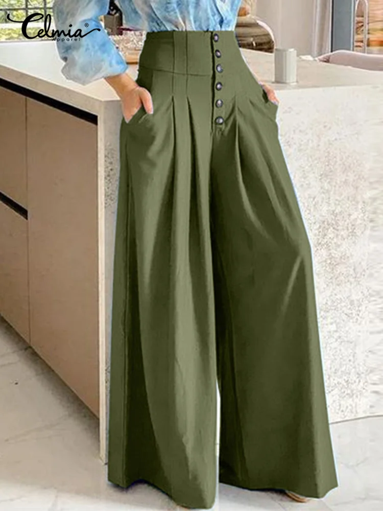 Повседневные свободные брюки Celmia с широкими штанинами элегантные женские