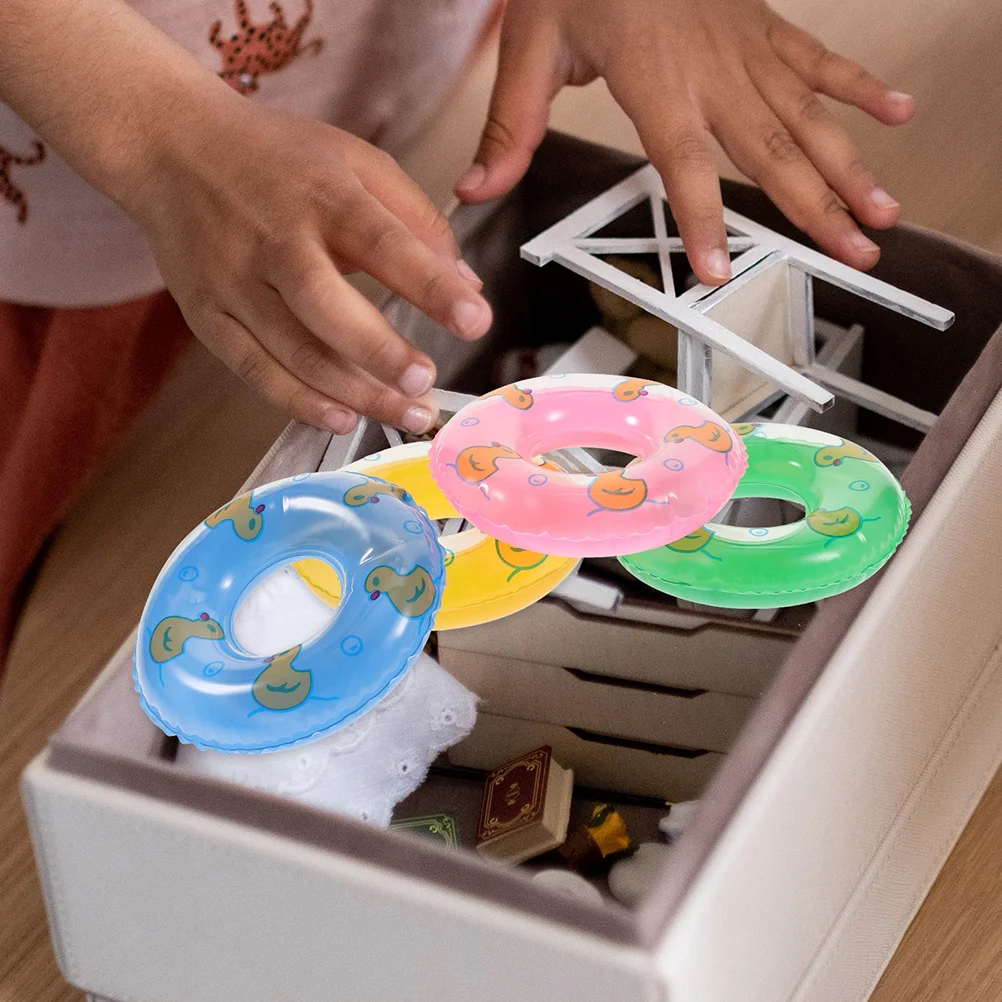 

20 Pcs Mini House Decors Baby Accessories Miniature Plastic Swim Ring Toys Tiny Swimming Rings Pp Small Child Kids Bath