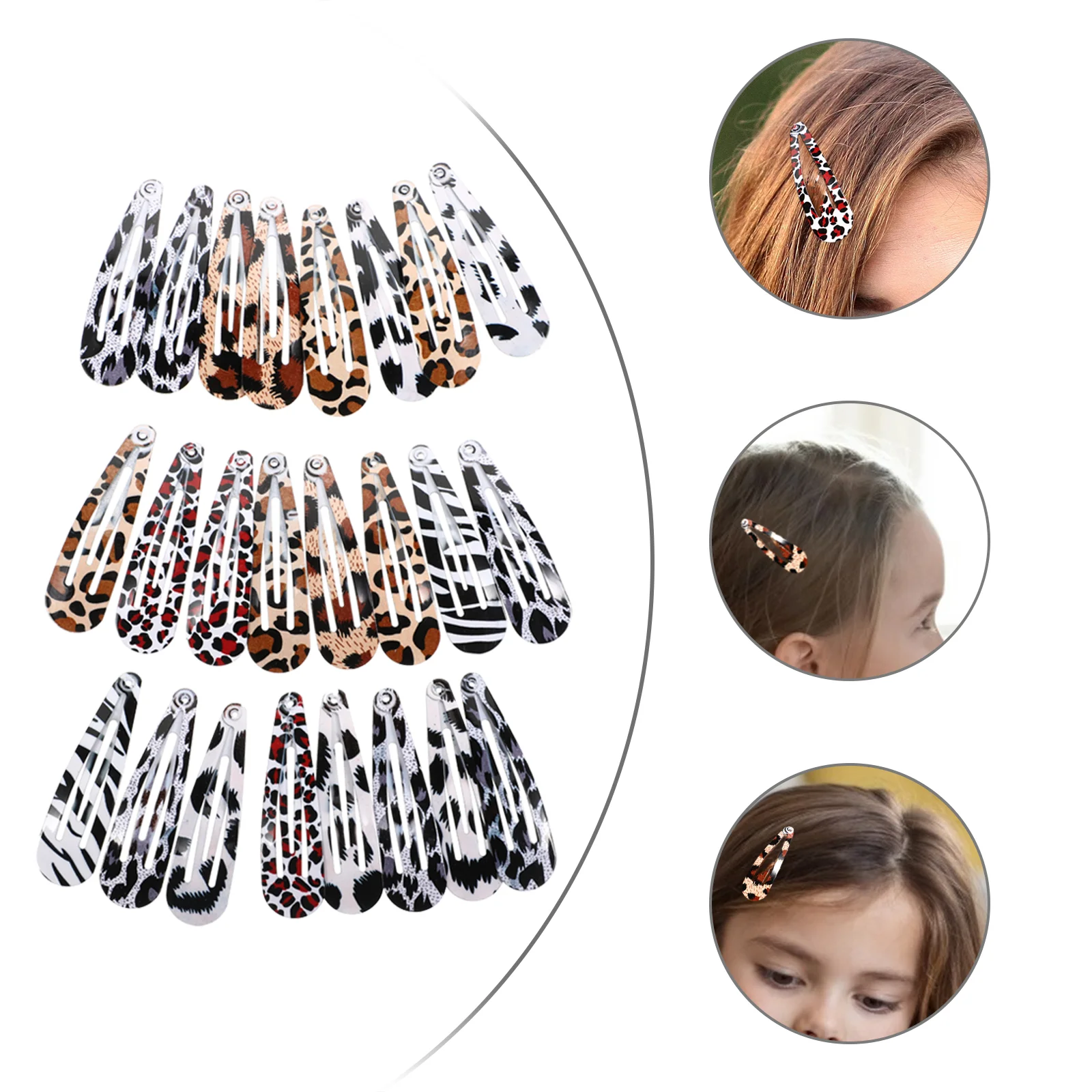 

Hair Snap Barrettes Clips Clip Metal Hairpins Women Accessories Girls Print Side Hairpin Non Clamps Bang Fashion Animal Styling