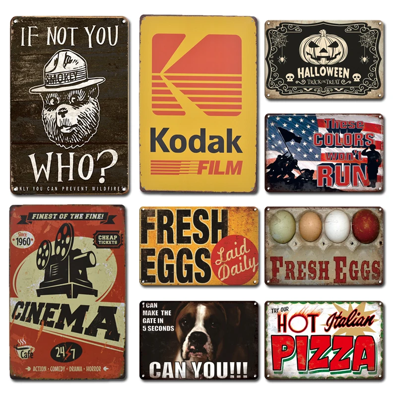 

Vintage Kodak Film Metal Poster Tin Sign Fresh Egg Art Painting Metal Plate Signs Rustic Farmhouse Workshop Home Decor Plaque