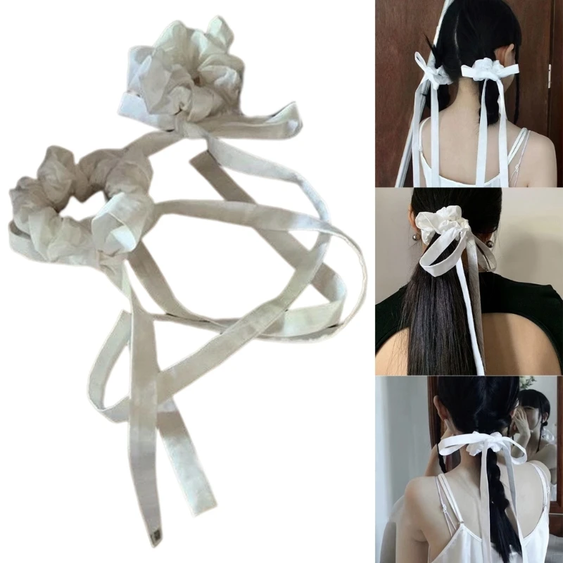

Tassel Scrunchies Bows Ponytail Holder Girl Hair Scrunchies For Women Lace-up Hair Tie Hair Rope Girl Elastic Band M6CD