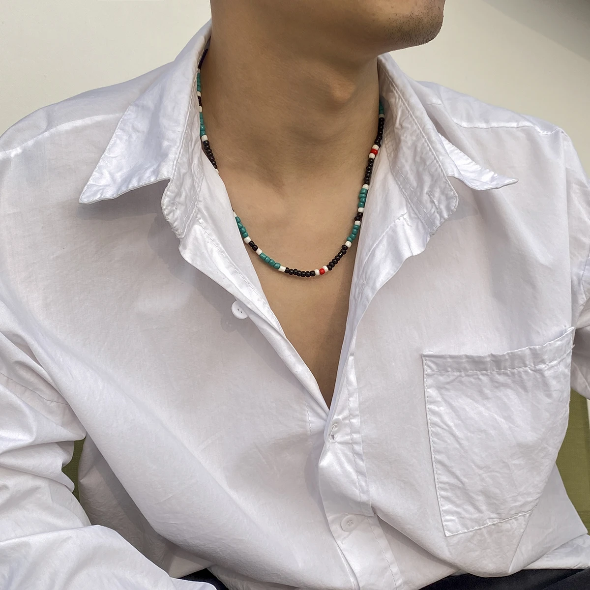 

Kpop Minimalism Seed Beads Short Clavicle Chain Choker Necklace For Men Hand-woven Beaded Collar Bohemia Accessories Jewelry New