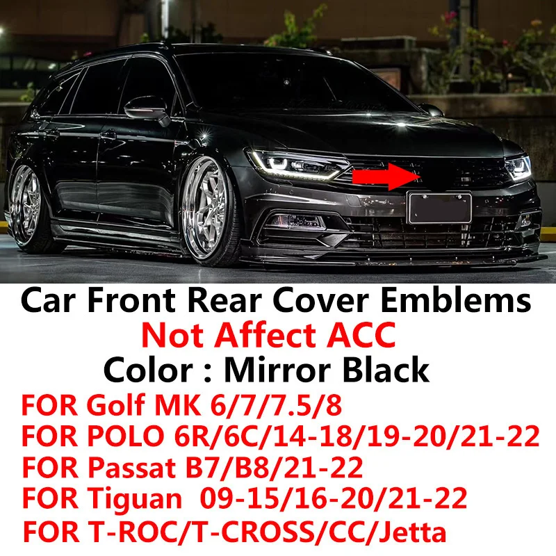 

Smoked Semi-Transparent Front Grill Hood Mirror Emblem Badge Rear Emblem Stickers for TiguanL Jetta POLO Passat B7 B8 T-ROC