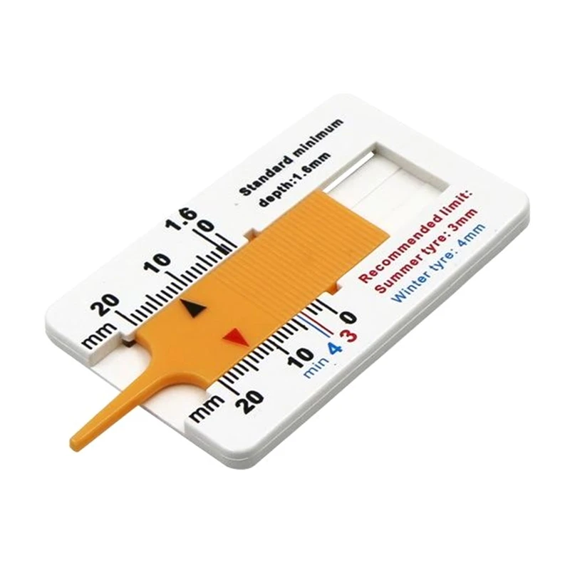 

Yellow Plastic Tire Ruler Vernier Depth Indicator Tire Wheel Measure Tool 0-20mm