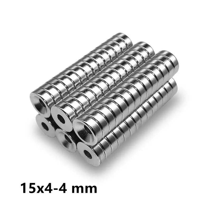 

5~100pcs 15x4-4 Strong Rare Earth Magnet 15*4 mm Hole 4mm 15x4-4mm Round Countersunk Neodymium Magnetic Magnets N35 15*4-4 mm