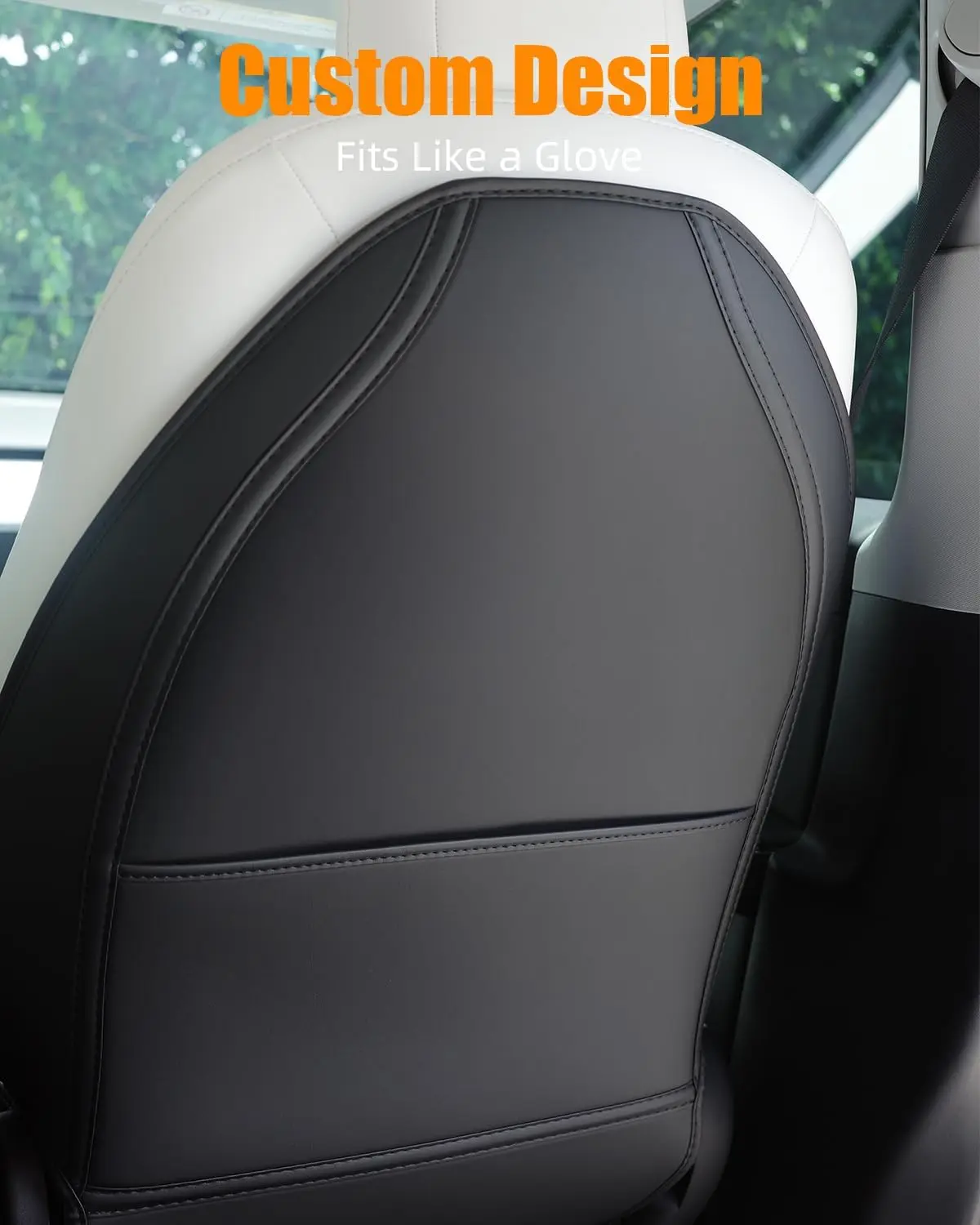 Фото Для Tesla Model 3/Y 2017-2025 Чехол на заднее сиденье 2 шт. Защита спинки сиденья Коврики для детей Дополнительный карман-органайзер №3