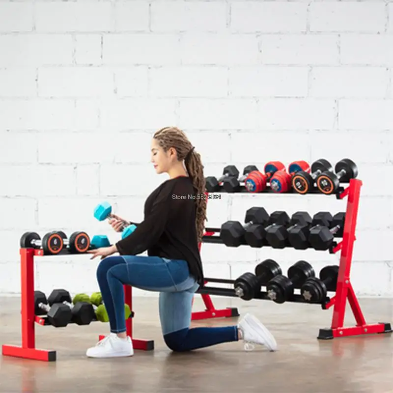 Dumbbell Rack Vertical Two-tier Three-tier Ladies Dumbbell Barbell Combination Dumbbell Set Storage Home Fitness Equipment