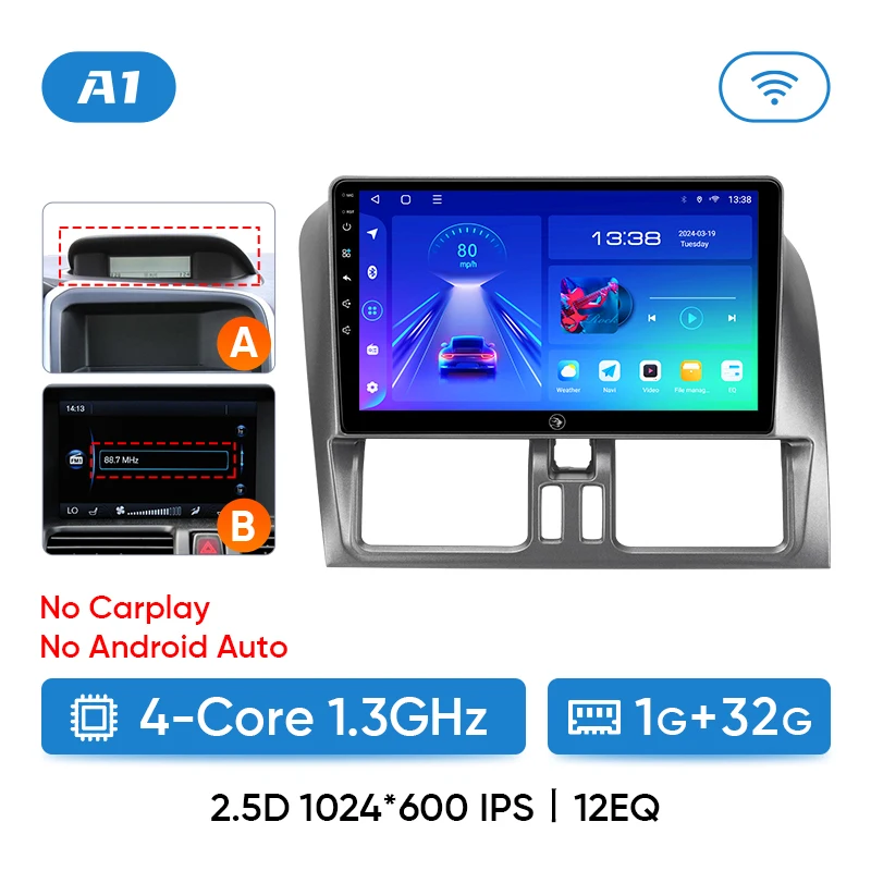 

Автомобильный мультимедийный плеер Ainavi для Volvo XC60 2007 2008 2009 2010 2013 2014 2017, беспроводной радиоприемник Carplay Android Auto 4G Wifi 2din