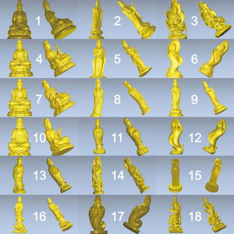 

54pcs for choose The goddess Guanyin_Avalokitesvara 3D STL model for 4 axis carved figure cnc machine Router Engraver ArtCam