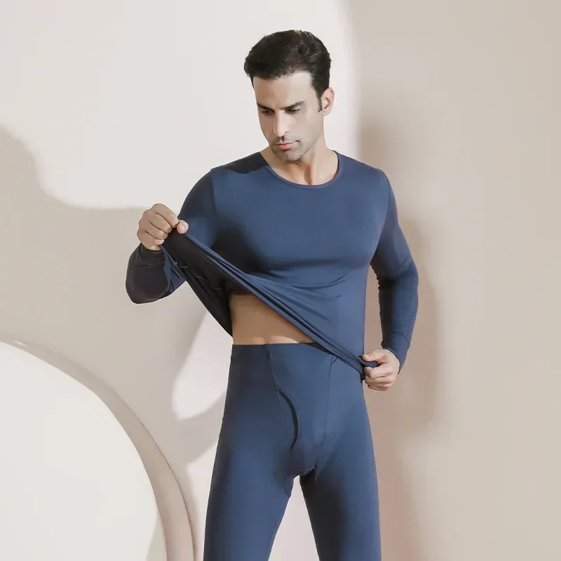 Мужской зимний комплект термобелья плюс бархатные утепленные флисовые кальсоны