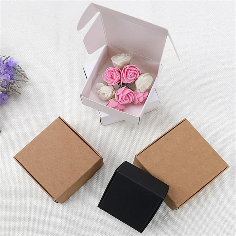 

20pcs Hot Sell DIY Kraft Gift Boxes White/Brown/Black Paper Small Soap Box Kraft Cardboard Mini Jewelry Packing Carton Box