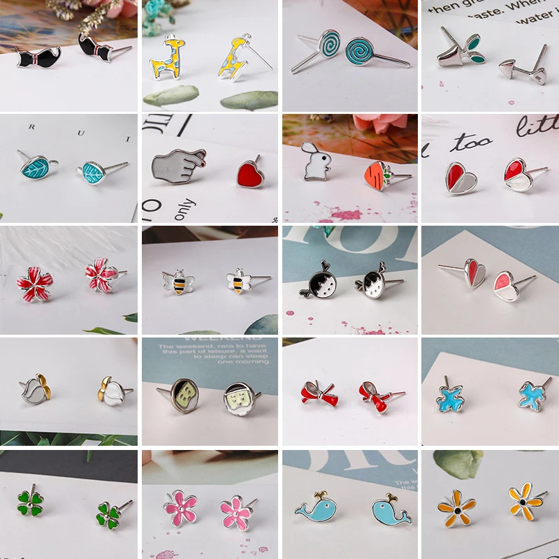 

30 Kinds New Trendy Gifts for Women Girl Stud Earrings Girls Cute Cats Beer Whale Giraffes Flowers Hearts Geometric Earrings