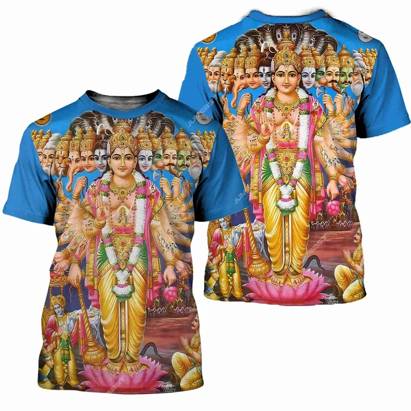 Футболка мужская унисекс с принтом богини и Шивы винтажная коротким рукавом