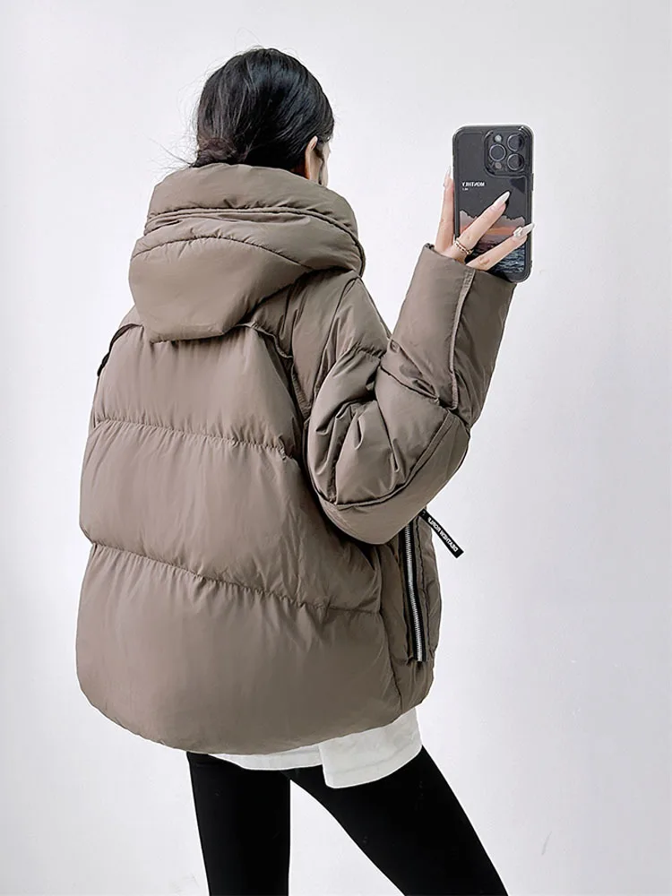 2024 новая зимняя женская куртка-пуховик с капюшоном утепленная короткая куртка на
