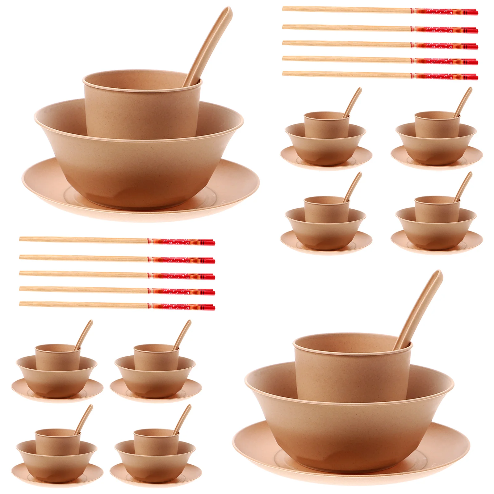 

10 Sets Spoons Degradable Serving Utensils Fruit Dish Wood Party Cups