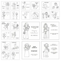 mom and dad astronaut mouse bouquet family pets garden girl clear stamp transparent scrapbooking card making diy crafts stencil