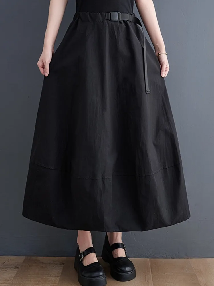 Корейская мода черная хлопковая винтажная Высокая талия Летняя Повседневная