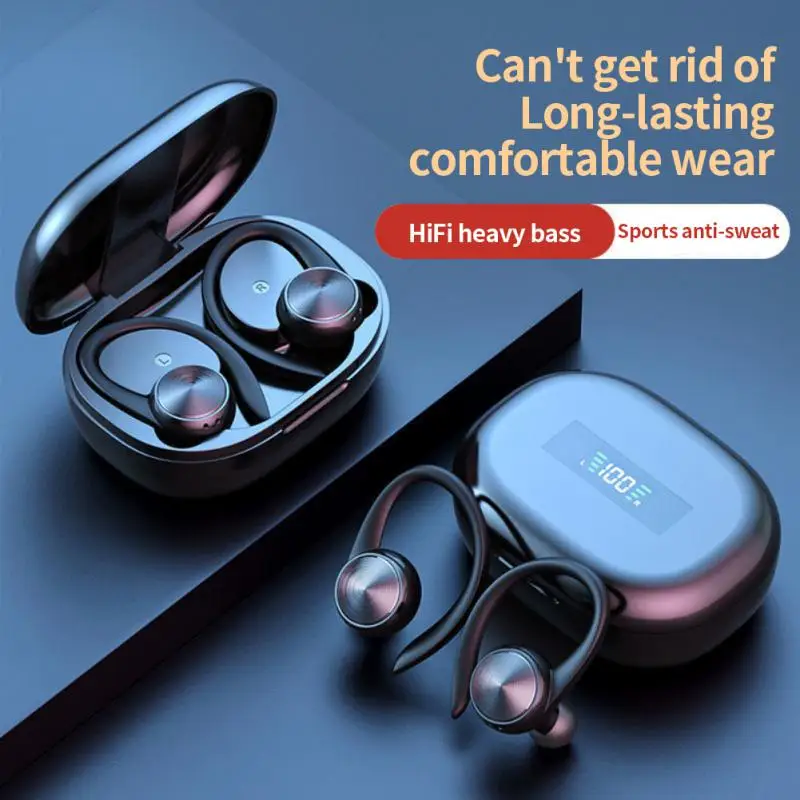 

Спортивные Беспроводные bluetooth-наушники с микрофоном, IPX5 водонепроницаемые наушники с крючками, bluetooth-наушники для телефонов, Hi-Fi стерео музы...