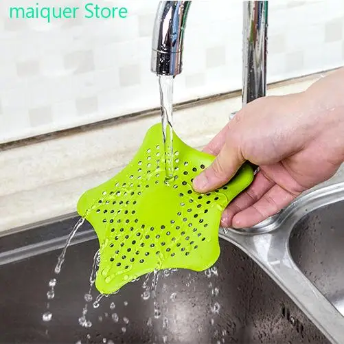 

New kitchen silicone five-pointed star sink filter bathroom sucker floor drains shower hair sewer filter colanders strainer