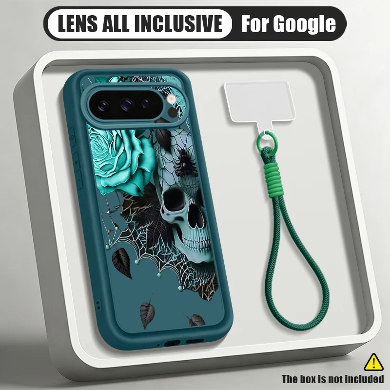 Фото Чехол для телефона с принтом скелета и ремешком на запястье для Google Pixel 10 9 8 7 Pro, Google 9A 8A 10 9 Pro XL 7A, мягкий чехол из ТПУ с ремешком-шнурком №5