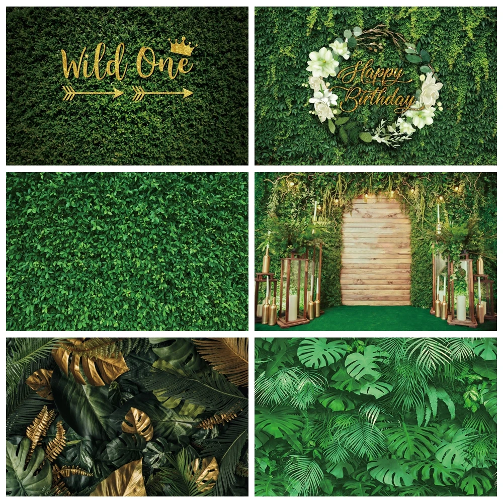 Tropical Jungle Safari Birthday Party Green Leaves Photocall Baby Shower Wild One Backdrop Wedding Scene Photography Backgrounds