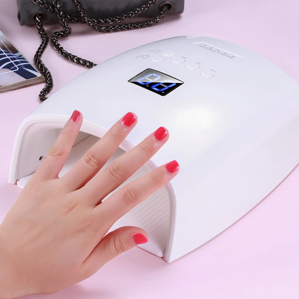 

portable rechargeable UV LED Nail Dryer 48W Gel Polish Curing Lamp with Bottom Timer LCD Display Quick Dry Lamp For Nails Manicu