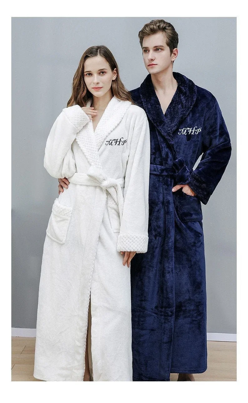 Custom Couple Bathrobe Personalized Wedding Bathrobe Flannel Anniversary King Queen Robes Honeymoon Mr Gift Bride And Groom Gift