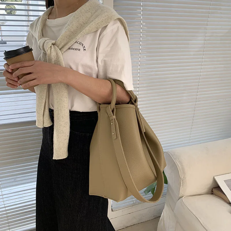 Персонализированная однотонная вместительная ручная сумка-ведро firmранчо в