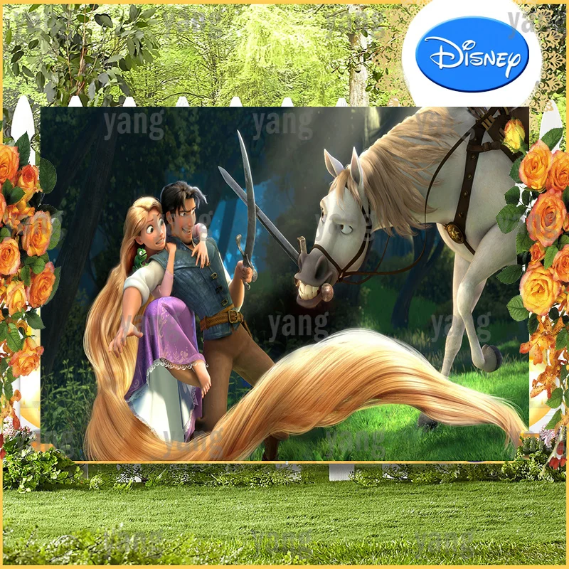 Tangled Rapunzel Photo Backdrop Kids Baby Shower Disney Princes Birthday Party Girls Photograph Background Banner DIY Decoration