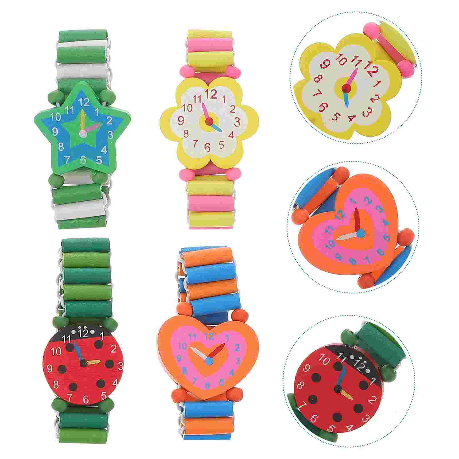 

6 PCS Lovely Lighthouse Decor Funny Watch Decor Bracelet Creative Wooden Mini Child Wrist Leashes Toddlers