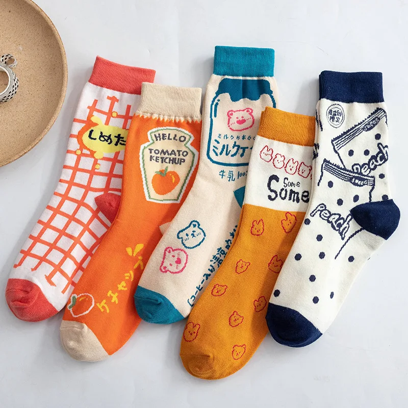 

Socks Women's Middle Tube Socks Models Personality Cute Graffiti Sweat-absorbing Deodorant Street Tide Brand Women's Stockings