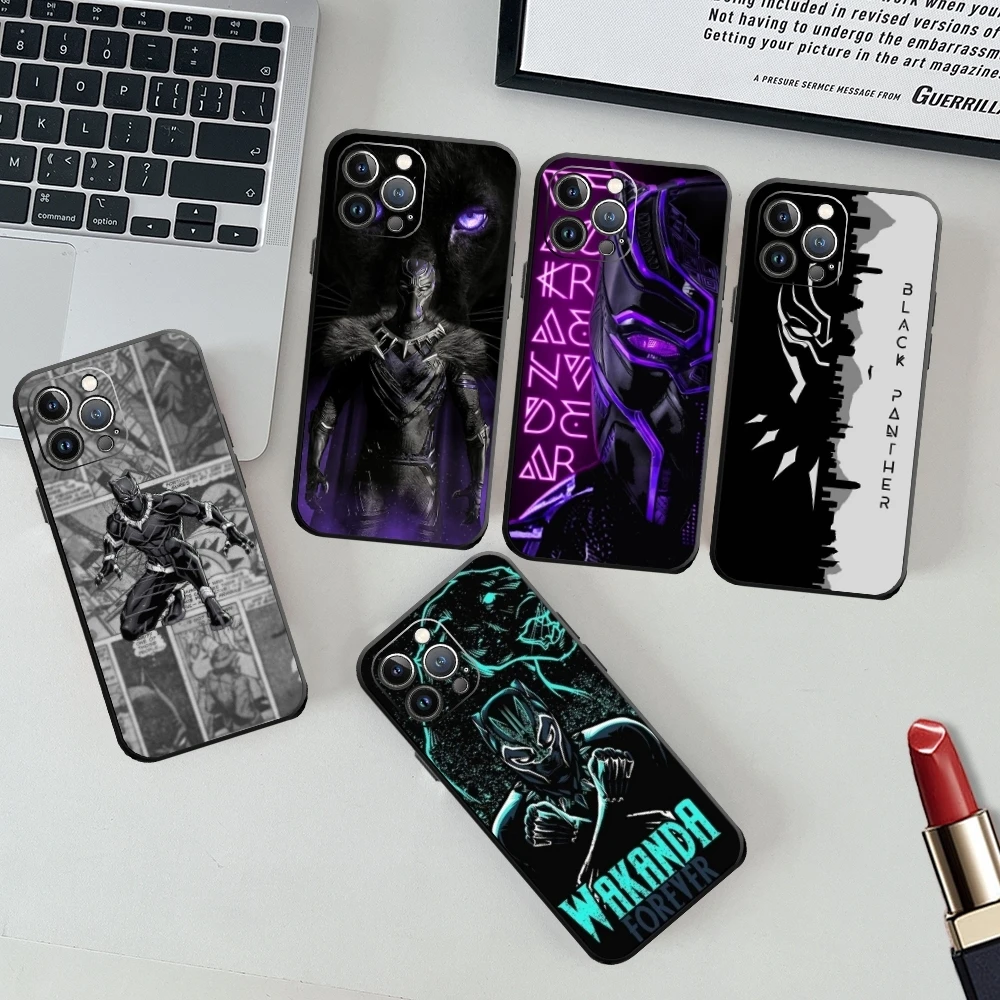 Чехол для телефона Hero Black-PantherS iPhone 15 14 13 12 11 X XR XS XSMAX 8 7 Plus Mini Pro Max мягкий черный чехол