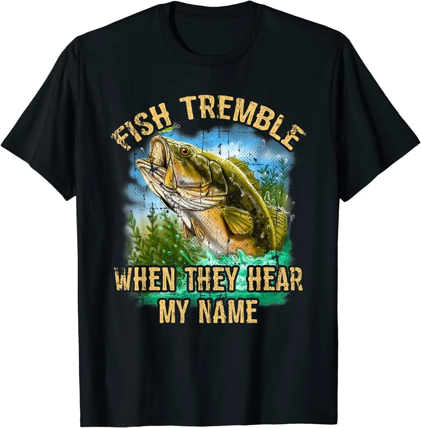 

Fish Tremble When They Hear My Name Pure Cotton T Shirt Men Casual Short Sleeve Tees Tops Dropshipping